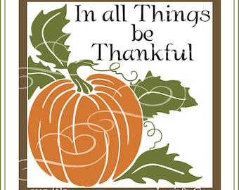Thanksgiving SVG File, Glass Block Design, Pumpkin with leaves for Autumn crafts, vinyl cutting, cards, iron on transfers