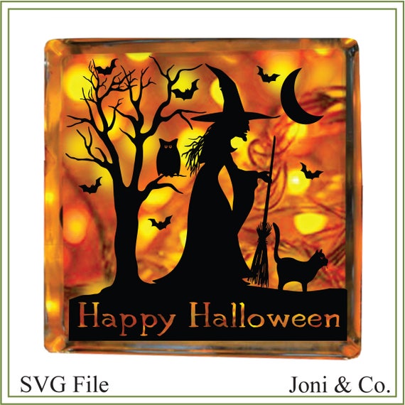 Download Halloween Svg Witch Cat Svg Glass Block Svg Vinyl Cutting Paper Craft Card Making Svg File