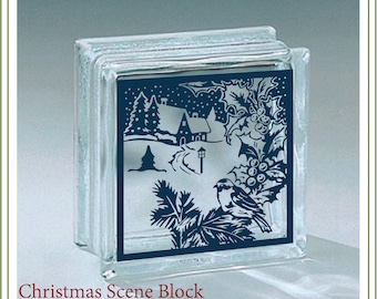 Christmas Glass Block svg, Christmas SVG,  printable, Holly, Snow, Bird, Christmas cards, Christmas scene svg, Christmas eve, Rustic svg