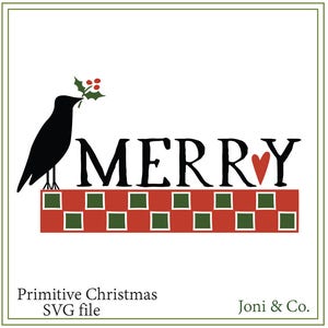 Primitive Christmas svg, Primitive Christmas Crow svg,,Christmas cards printable, Rustic Christmas, Christmas sign svg, glass block svg
