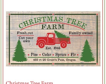 Christmas Tree Truck Farm Sign SVG, Red truck svg, Rustic, Country, Farm Christmas, Christmas Farm Sign, sign svg, farm svg, tree farm svg