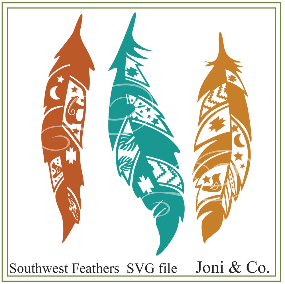 Southwest Feathers svg, Feather svg, feathers svg, Southwest illustration, printable, vinyl, iron on transfers