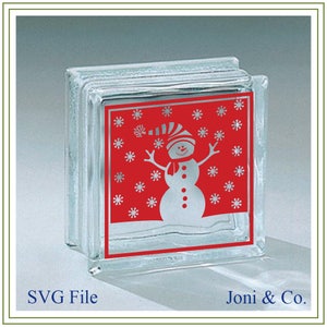 Snowman Glass Block SVG File, Snowman svg,  Glass Blocks, vinyl cutting, cards, iron on transfer, Christmas Illustration