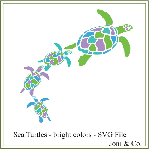 Download Sea Turtles Svg Bright Colored Sea Turtle Svg Beach Svg Etsy