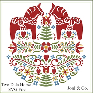 Dala Horse SVG, Swedish wedding svg, Rosemaling, Scandinavian, glass blocks, scrapbook, cards, iron on transfer, barn quilt