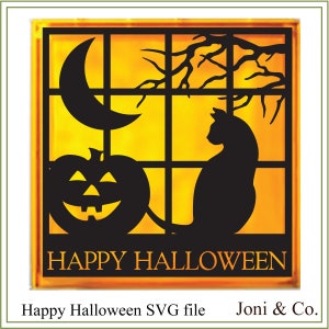 ハロウィーンのSVGファイル、窓辺の猫、ビニールカット、ハロウィーンカード、アイロン転写、SVGに使用するハロウィーンのイラストSVGダウンロードファイル