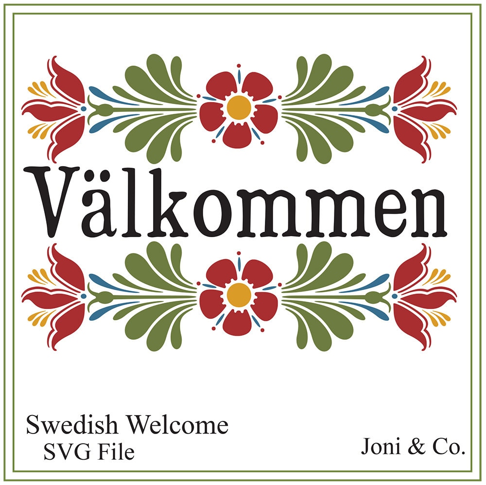Download Swedish Welcome SVG Scandinavian welcome svg Rosemaling | Etsy