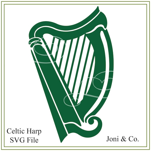 Celtic Harp SVG, Irish svg cut file,  SVG, Celtic glass block design, vinyl cutting, cards, iron on transfer, crafts