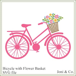 Bicycle svg, bicycle with flower basket, iron on transfer svg, printable, garden svg, sign svg, wedding svg, bike svg, glass block svg, cute