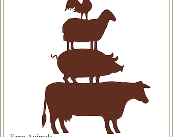 Farmhouse SVG, Farm Animals svg. Country, Rustic  farm sign, glass blocks, cow. pig, sheep, rooster, chicken  printable, barn quilt