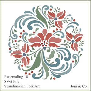 File SVG scandinavo, fiori di rosemaling, arte popolare svedese svg, taglio vinile, album, biglietti, trasferimento a caldo, arte popolare, artigianato