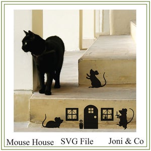 Mouse house stairway svg, Make your own stairway decals, Mice and house svg, vinyl cutting, printable, halloween, children's room svg