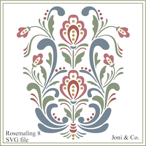 File SVG scandinavo, fiori di rosemaling, arte popolare svedese svg, taglio vinile, album, biglietti, trasferimento a caldo, arte popolare, artigianato
