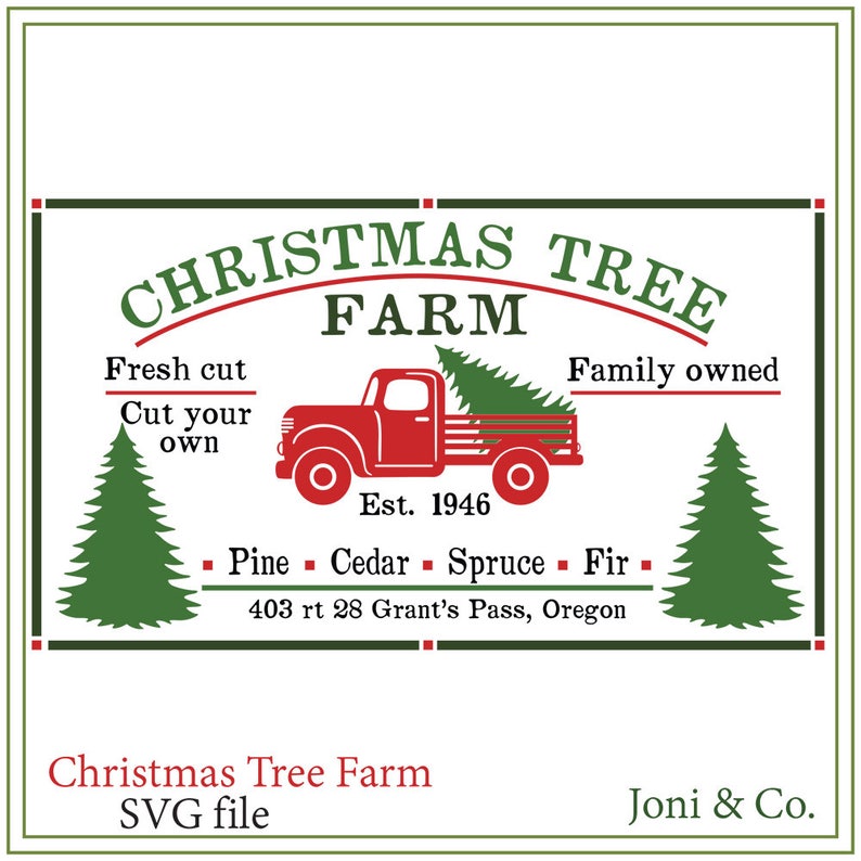 Download Christmas Tree Truck Farm Sign SVG Red truck svg Rustic | Etsy