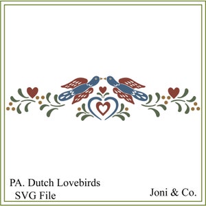 Lovebirds SVG , Pennsylvania Dutch Lovebirds svg, bluebird svg, blue bird svg, primitive svg, primitive decor, glass block design, Folk Art