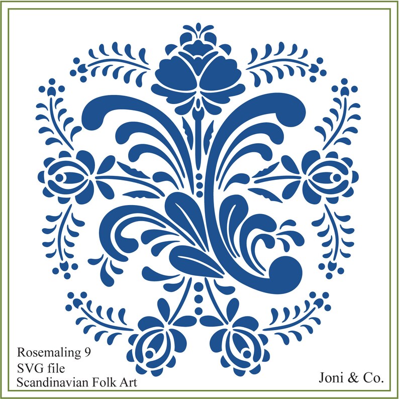 Download Scandinavian SVG File Rosemaling Flowers Swedish folk art ...