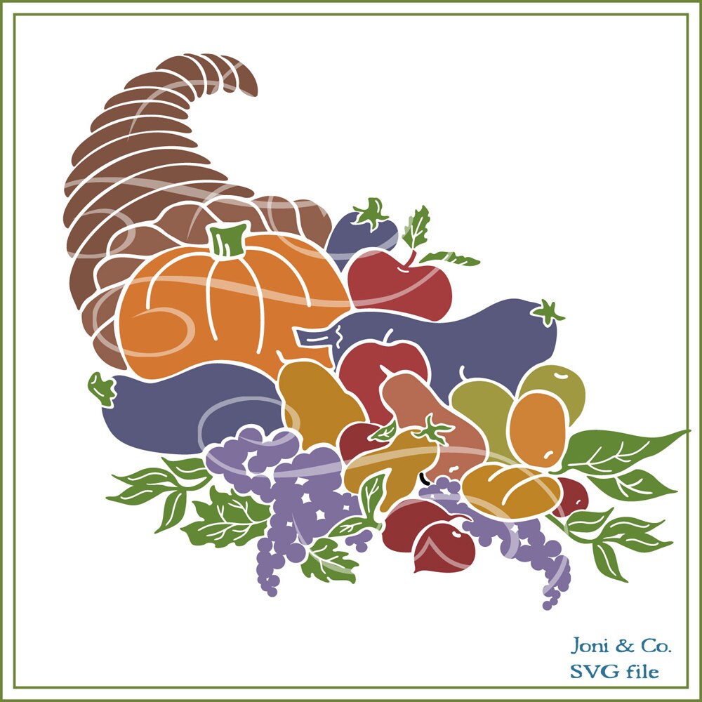 Thanksgiving Cornucopia SVG File SVG File Glass Block - Etsy