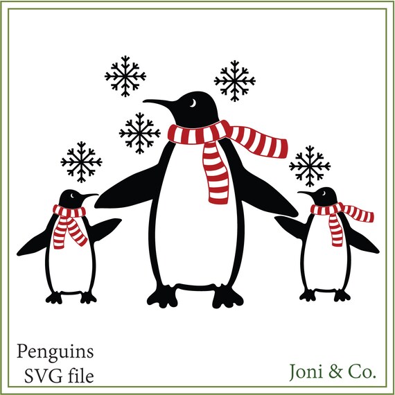 Penguin Family Svg Penguins Christmas Cards Printable Etsy
