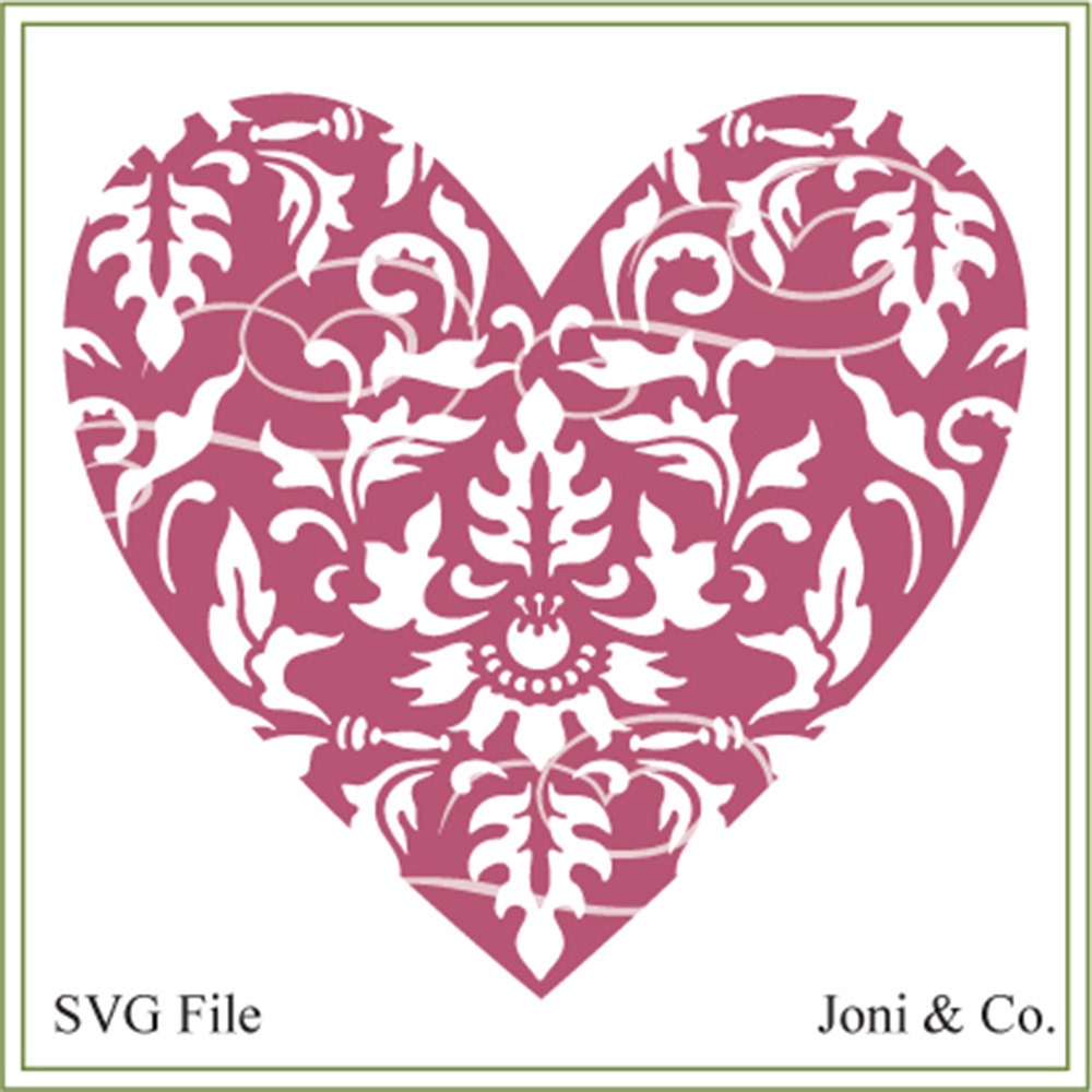 Download Damask Heart SVG File Valentine Wedding svg vinyl cutting ...