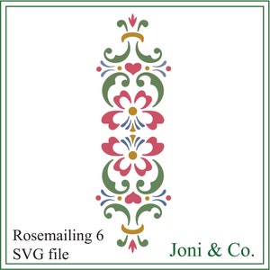 File SVG scandinavo, Rosemaling 6 fiori, arte popolare svedese svg, taglio vinile, album, biglietti, trasferimento a caldo, arte popolare, artigianato