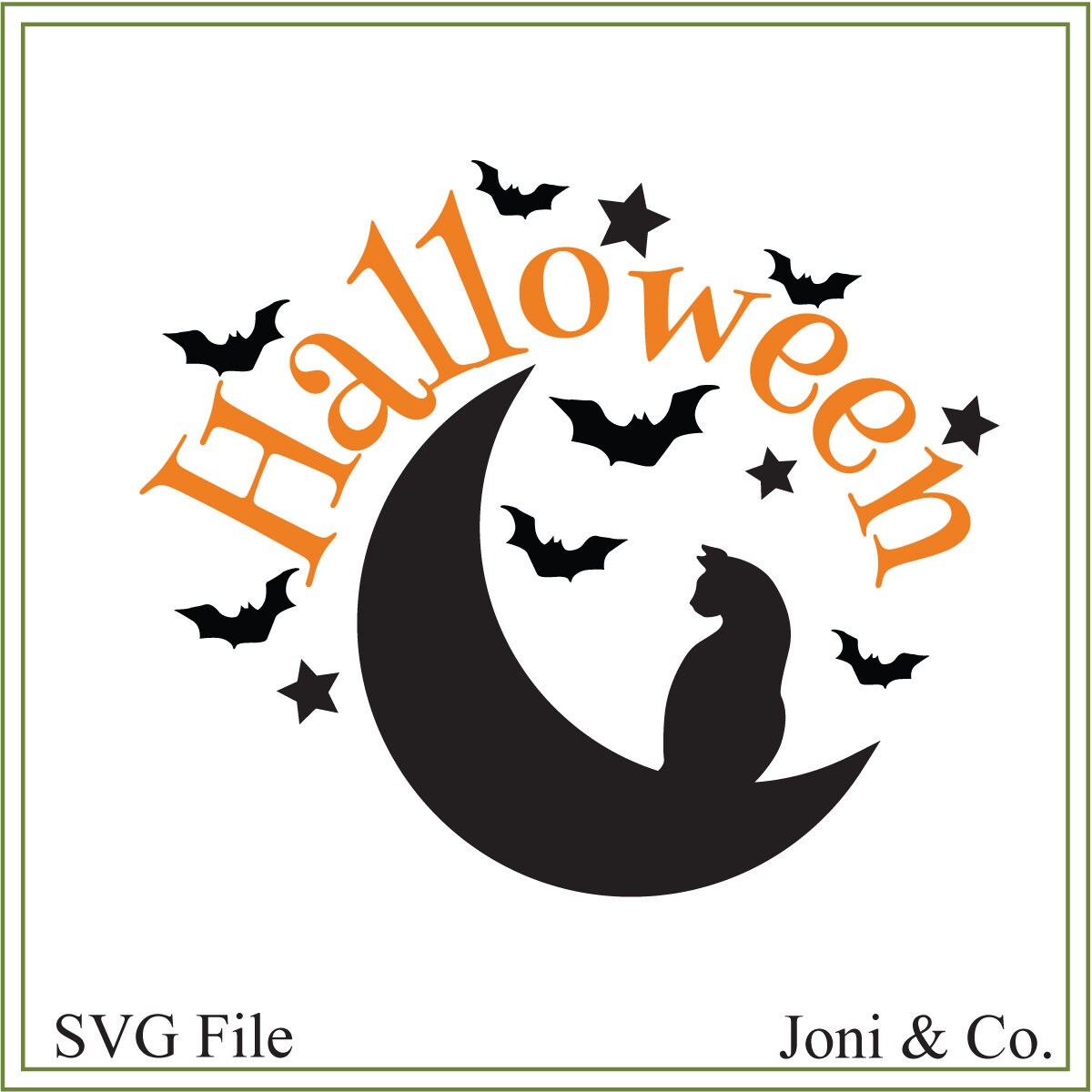 Download Halloween Svg Black Cat On The Moon Svg Vinyl Cutting Paper Etsy