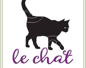 French Cat svg, French cutting file, Use for iron on transfers, printable cards, vinyl cutting projects. Paris svg
