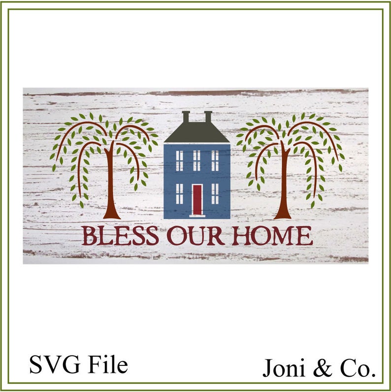 Download Bless Our Home SVG Primitive Home svgGlass Block Design | Etsy