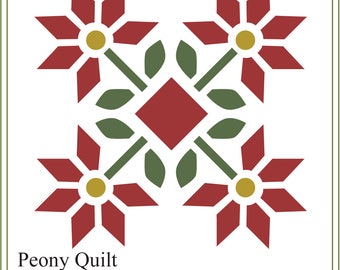 Quilt SVG, Peony quilt pattern svg, quilting svg, barn quilt,