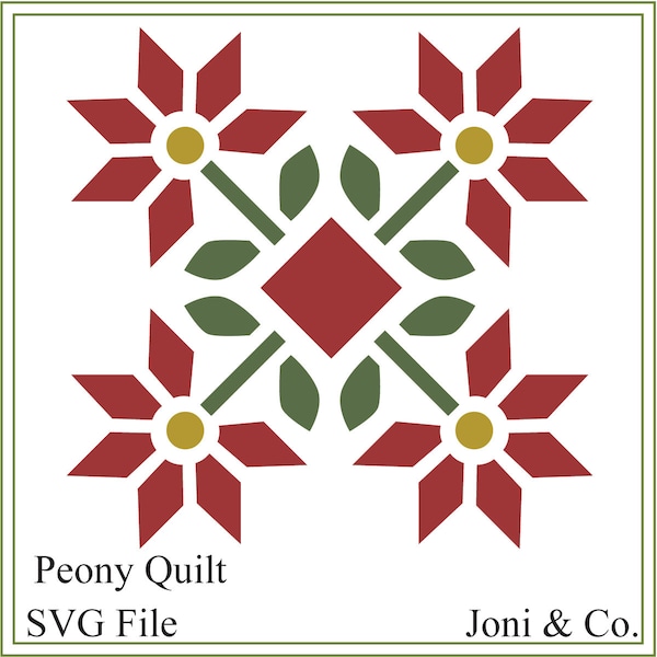 Quilt SVG, Peony quilt pattern svg, quilting svg, barn quilt,