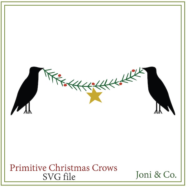 Primitive Christmas svg, primitive crows svg,Christmas cards printable, Rustic Christmas, Christmas sign svg, glass block svg, Christmas