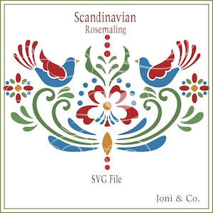 Scandinavian SVG File, Rosemaling, Swedish folk art svg, vinyl cutting, scrapbook, cards, iron on transfer, folk art