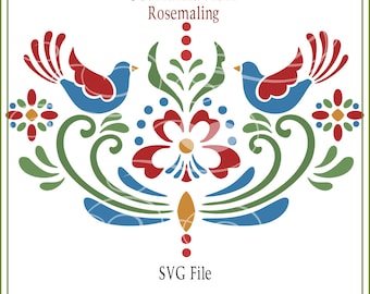 Scandinavian SVG File, Rosemaling, Swedish folk art svg, vinyl cutting, scrapbook, cards, iron on transfer, folk art