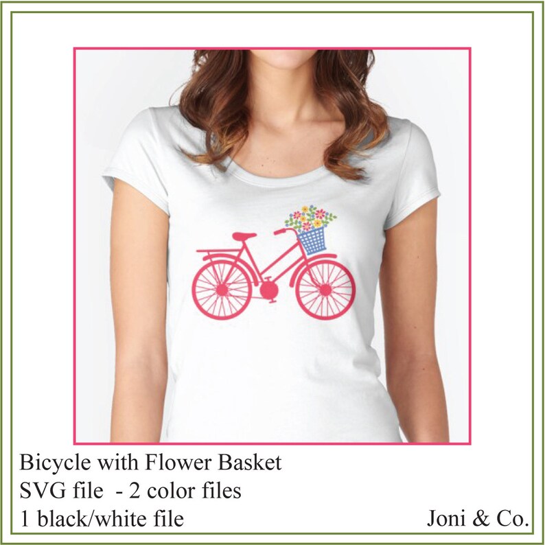 Bicycle Svg Bicycle With Flower Basket Iron on Transfer Svg Etsy