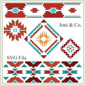 Svg du sud-ouest, motifs du sud-ouest, motifs de bordure svg amérindien À utiliser pour le fer sur les transferts, les cartes imprimables, les projets de découpe de vinyle.