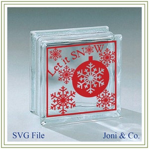 Weihnachten Glasstein SVG, Let it Snow svg. Glasblock SVG Schnittdatei, Glasblöcke, Vinyl schneiden, Karten, Aufbügeln Transfer, Weihnachtsschmuck