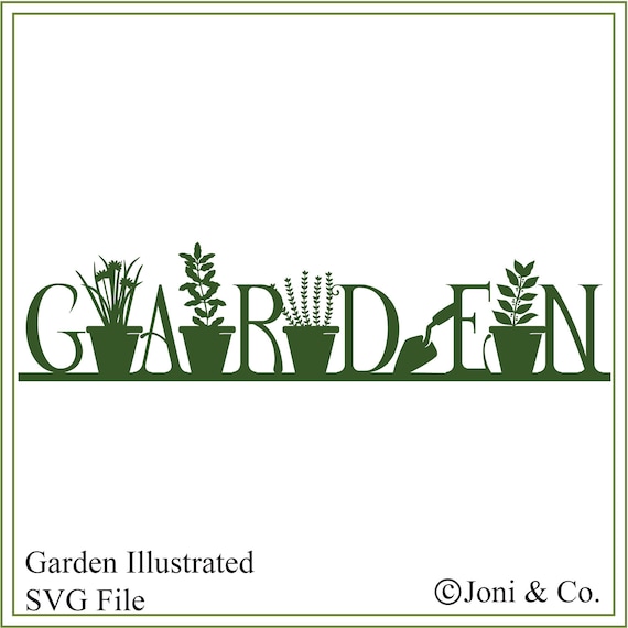 Garden svg, Illustrated Garden word svg, iron on transfer svg, printable, garden svg, sign svg, Farmhouse svg, herbs svg, glass block, herb