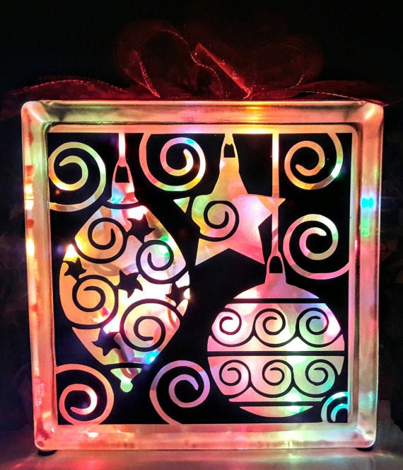 Christmas Glass Block Svg Glass Block Svg Cut File Glass Etsy