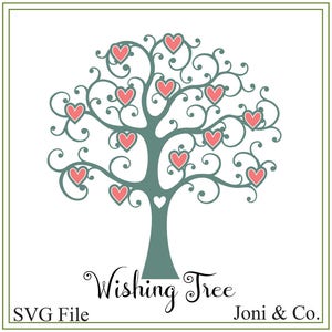 Albero svg, albero dei desideri svg, matrimonio svg, natura svg, illustrazione di albero rustico, biglietti, cartelli, ricevuta di matrimonio svg, file SVG, cricut svg