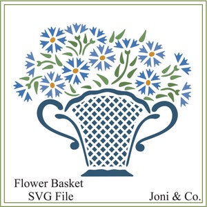 Blumenkorb, Kornblumen, blaue Blumen, zum Ausdrucken, Karten, Garten, Gartenarbeit, Hochzeit, Geburtstag, Dusche, Geschenk, Aufbügeln, Papiermodell
