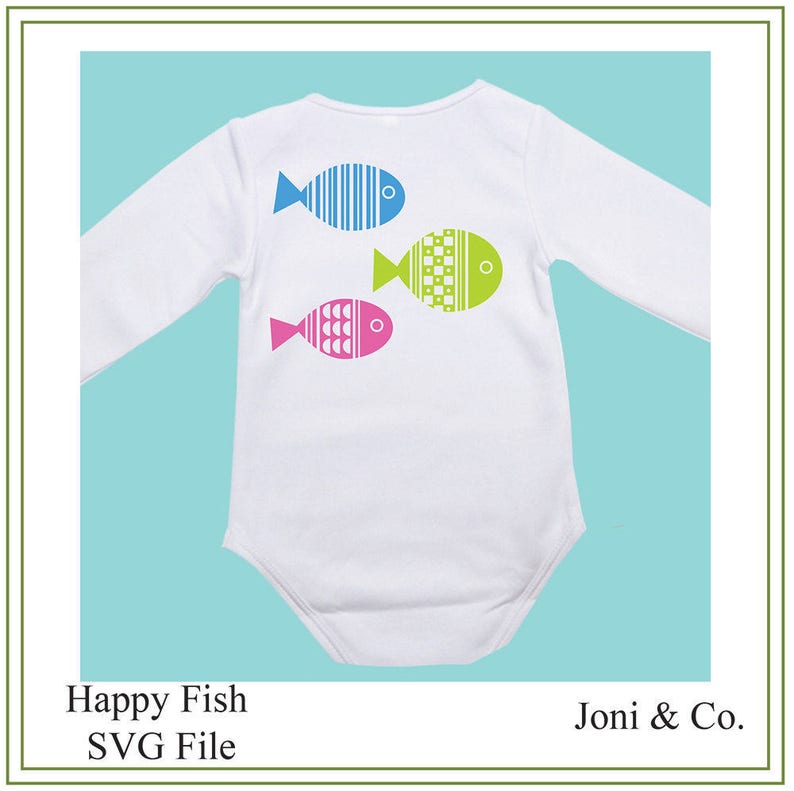 Fish SVG, Happy Fish SVG, Vinyl Cutting, Children Iron on Transfer ...
