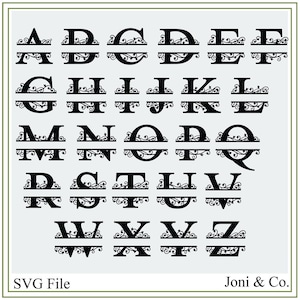 Split Alphabet svg, Monogram Alphabet, Glass Block Alphabet, Wedding, vinyl cutting, signs, cards, invitations Wedding cards, glass blocks