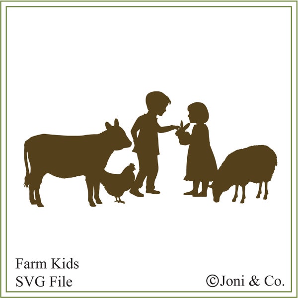 Farmhouse SVG, Farm Kids svg. Country, Rustic  farm sign, glass blocks, children, chicken, calf, barn quilt