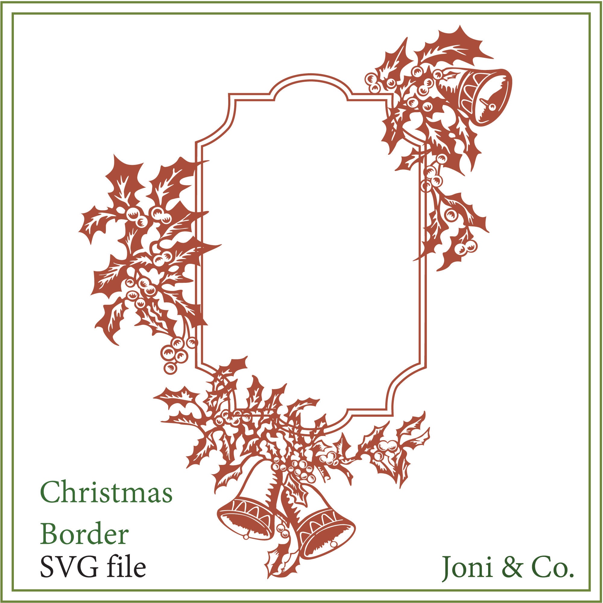 Download Christmas Svg Holly And Bells Border Svg Glass Block Svg Etsy