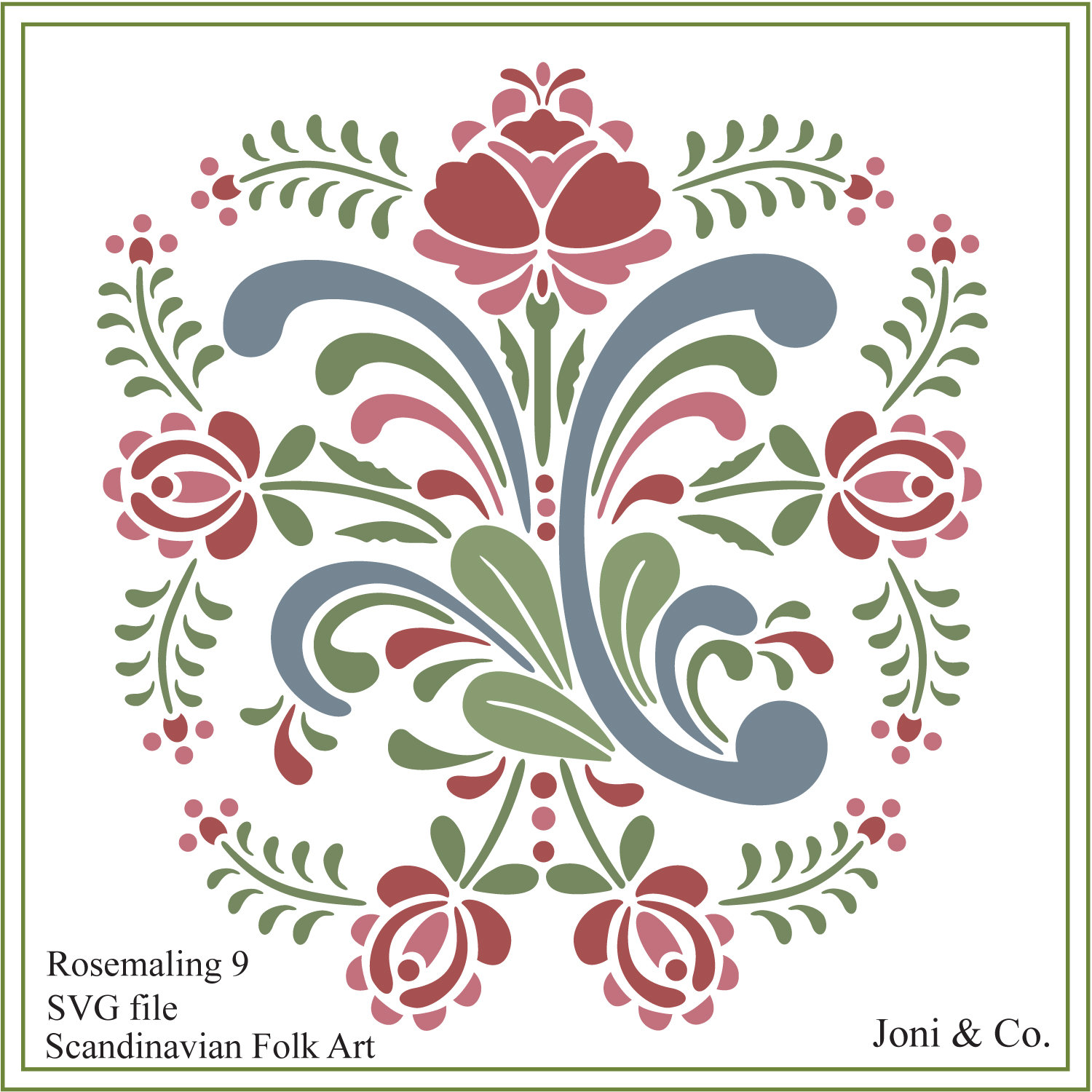 Scandinavian SVG File Rosemaling Flowers Swedish folk art | Etsy