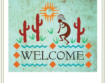 Südwest-SVG, Südwest-Willkommen, Kokopelli-SVG. Verwendung: Bügelbilder, druckbare Karten, Vinylschneiden, Schilder, SVG, Willkommensschild-SVG.