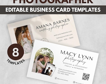 Photographer Editable Business Card Template Photographer Instagram Business Card 2025 2026, DIY QR code Business Card