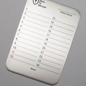 Crypto Seed Phrase Backup | Fireproof Stainless Steel Recovery Plate | Cold Storage Wallet Protection Kit