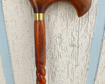 Victorian Wooden Walking Stick, Collectible 2-Fold Cane, 37 inch