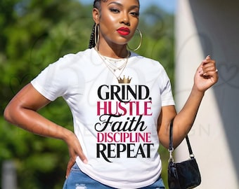 Diseño de camiseta motivacional: Esfuerzo, Fe, Disciplina, Repetición (descarga digital)
