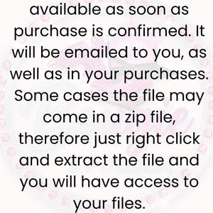 Pu&ograve; includere: Sfondo bianco con testo nero. Il testo recita: "Questo &egrave; un file png di alta qualit&agrave;. Il tuo file sar&agrave; disponibile non appena l'acquisto sar&agrave; confermato. Ti verr&agrave; inviato via email..." e termina con "Grazie per lo shopping con Bougie By Design!"
